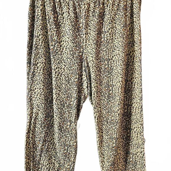 None Pants - Plus Size Leopard Print Lounge Pants 3X